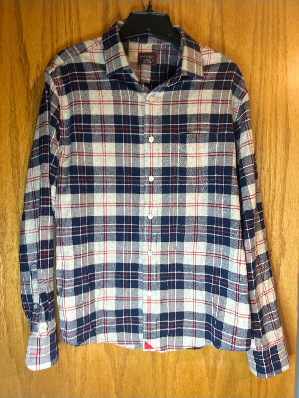 UNTUCKit Men’s Plaid Flannel Button Front Shirt Long Sleeve Blue Large - Picture 2 of 12